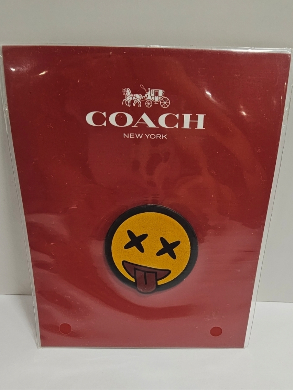 NWT Coach Limited Edition Smiley Face Leather Bag Charm Sticker Boho Chic